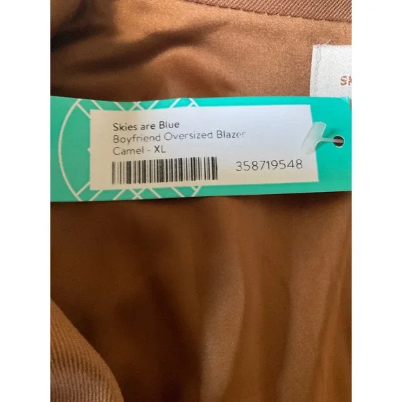 Skies are Blue Women Camel Boyfriend Oversized Blazer XL New With Tags - Picture 6 of 6